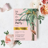  Modern Roze Flamingo Palm Afstudeerder Kaart