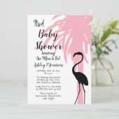  Modern Roze Flamingo Palm Baby shower Kaart (Staand voorkant)