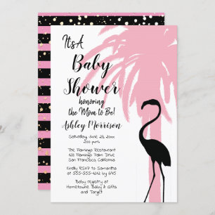 Modern Roze Flamingo Palm Baby shower Kaart