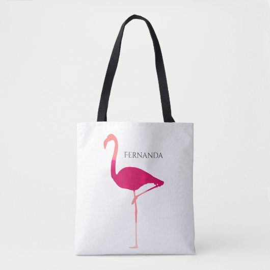 Modern Roze Flamingo Silhouette met naamzak Tote Bag (Voorkant)