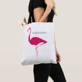 Modern Roze Flamingo Silhouette met naamzak Tote Bag (Dichtbij)