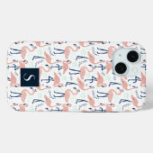 Modern roze flamingo's monogram Case-Mate iPhone case (Achterkant (horizontaal))