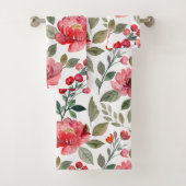Modern roze flesje botanisch patroon bad handdoek (Insitu)