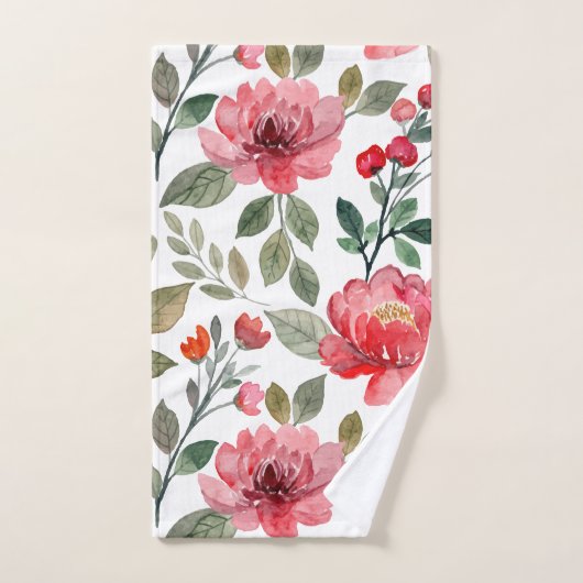 Modern roze flesje botanisch patroon bad handdoek (Handdoek)
