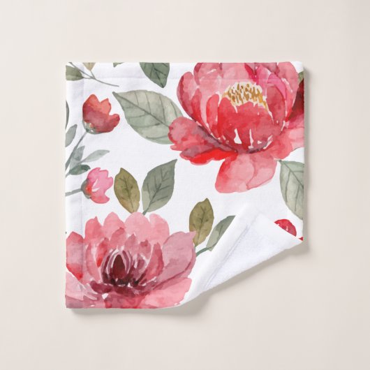 Modern roze flesje botanisch patroon bad handdoek (Wasdoekje)