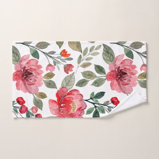 Modern roze flesje botanisch patroon bad handdoek (Handdoek)