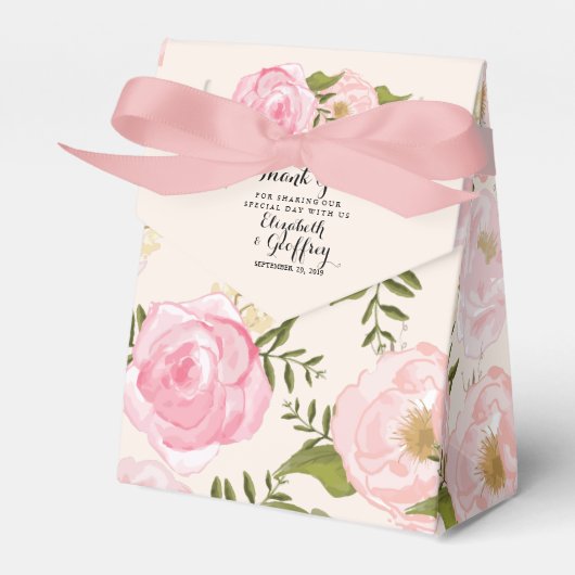 Modern  Roze Floral - Aangepast huwelijk Bedankdoosjes (Voorkant Zijde)