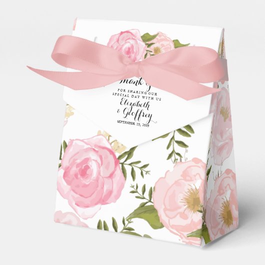 Modern Roze Floral - Aangepast huwelijk Bedankdoosjes (Voorkant Zijde)