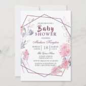 Modern roze Floral Geometric Baby shower Kaart (Voorkant)