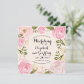 Modern  Roze Floral sparen de Datum Save The Date (Staand voorkant)