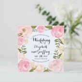 Modern  Roze Floral sparen de Datum Save The Date (Staand voorkant)