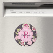 Modern roze Floral Tulip Patroon op maat Magneet (Insitu (Vaatwasser))