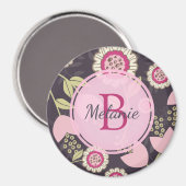 Modern roze Floral Tulip Patroon op maat Magneet (Voorkant / Achterkant)