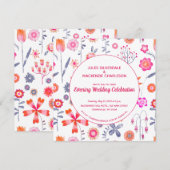 Modern roze flower tuin Boho Evening Kaart (Voorkant / Achterkant)