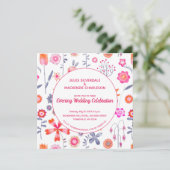 Modern roze flower tuin Boho Evening Kaart (Staand voorkant)