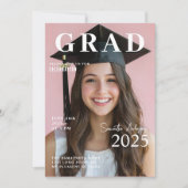 Modern Roze Foto Afstuderen | Klasse van 2025 Kaart (Voorkant)