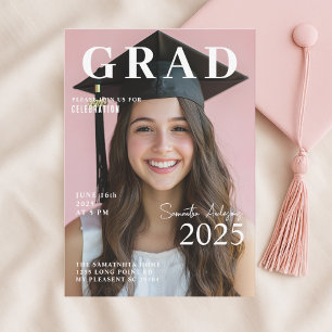 Modern Roze Foto Afstuderen Klasse van 2025 Kaart