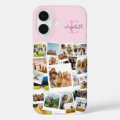 Modern roze fotocollage monogram Case-Mate iPhone case (Achterkant)