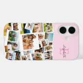 Modern roze fotocollage monogram Case-Mate iPhone case (Achterkant (horizontaal))