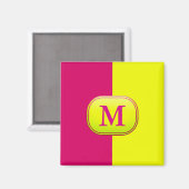 Modern roze & geel kleurenblok - gepersonaliseerd magneet (Voorkant / Achterkant)