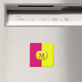 Modern roze & geel kleurenblok - gepersonaliseerd magneet (Insitu (Vaatwasser))