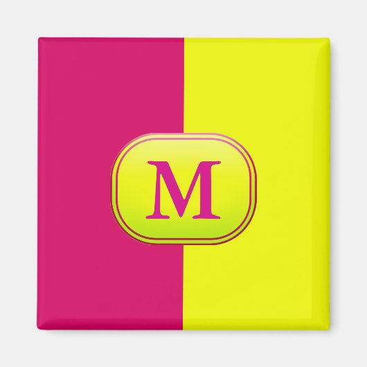 Modern roze & geel kleurenblok - gepersonaliseerd magneet (Voorkant)