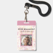Modern roze geel Waterverf badge (Voorzijde met lanyard)