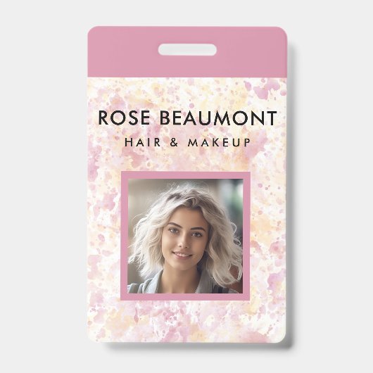 Modern roze geel Waterverf badge (Voorzijde)