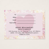 Modern Roze Geel Waterverf Cadeaubon Visitekaartje (Achterkant)