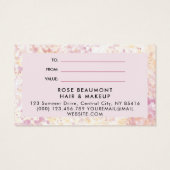 Modern Roze Geel Waterverf Cadeaubon Visitekaartje (Achterkant)