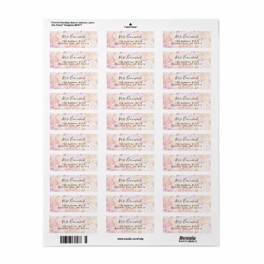 Modern Roze Geel Waterverf Script Adreslabel Etiket (Full Sheet)