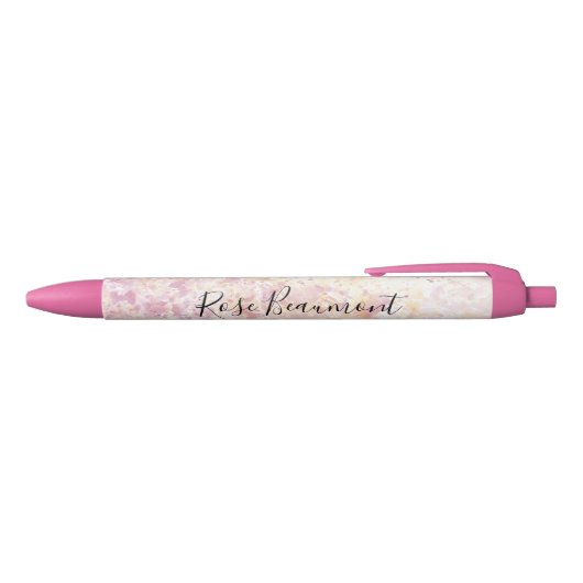 Modern roze geel Waterverf Script Blue Ink Pen (Bovenkant)