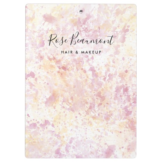 Modern roze geel Waterverf script klembord (Achterkant)