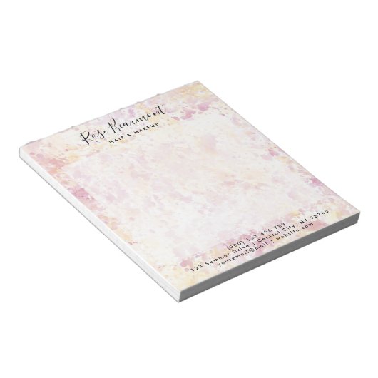 Modern Roze Geel Waterverf Script Notitieblok (Schuin)