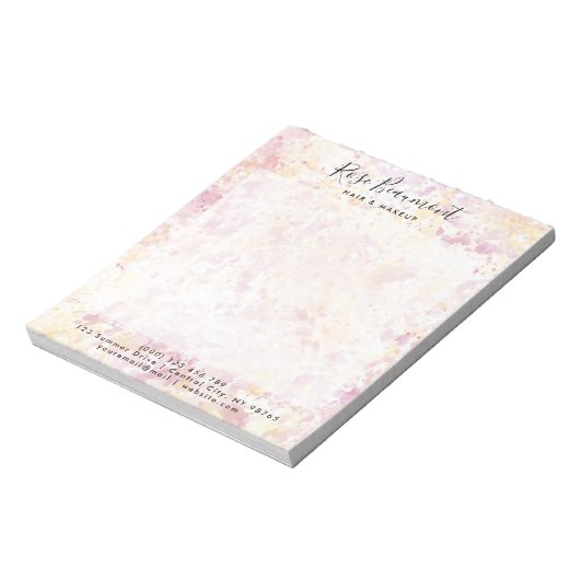 Modern Roze Geel Waterverf Script Notitieblok (Linkerzijde)