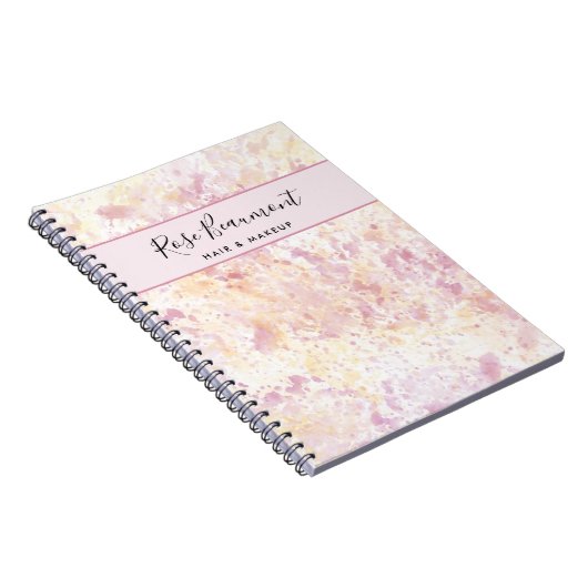 Modern Roze Geel Waterverf Script Notitieboek (Rechterzijde)