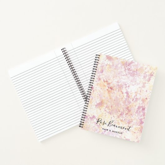 Modern Roze Geel Waterverf Script Notitieboek (Binnen)