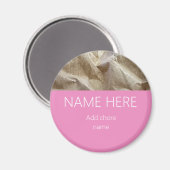 Modern Roze Gekreukeld Papier Naam Koor Magneet (Voorkant / Achterkant)