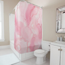 Modern roze gemarmerd douchegordijn