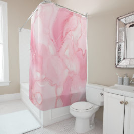 Modern roze gemarmerd douchegordijn