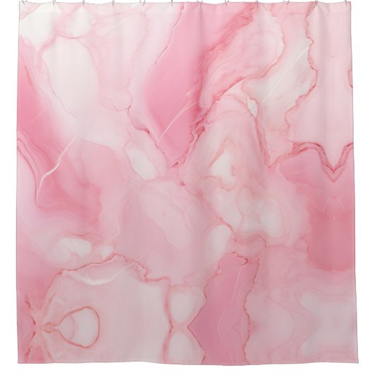 Modern roze gemarmerd douchegordijn (Voorkant)
