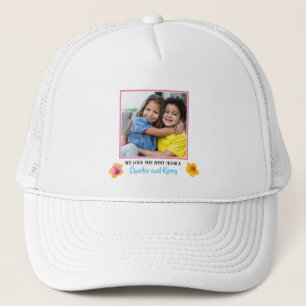 Modern roze gemarmerd We houden van je tante foto Trucker Pet
