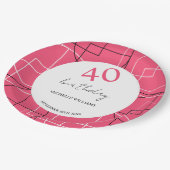 Modern roze geo patroon papieren bordje (Gekanteld)