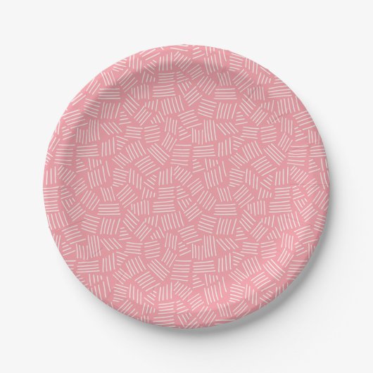 Modern roze Geometric Pattern Girls Baby shower Papieren Bordje (Voorkant)