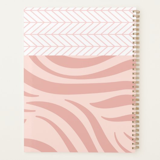 Modern roze Geometric Zebra Trendy Monogram Planner (Achterkant)
