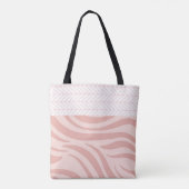 Modern roze Geometric Zebra Trendy Monogram Tote Bag (Achterkant)