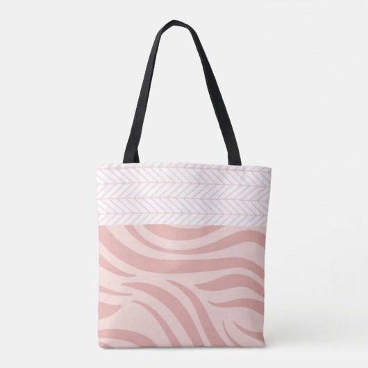Modern roze Geometric Zebra Trendy Monogram Tote Bag (Achterkant)