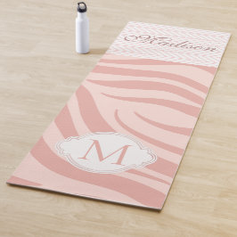 Modern roze Geometric Zebra Trendy Monogram Yogamat