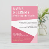 Modern Roze Geometrisch Meisje Couple's Baby showe Kaart (Staand voorkant)
