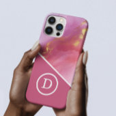Modern roze geometrisch monogram iPhone hoesje